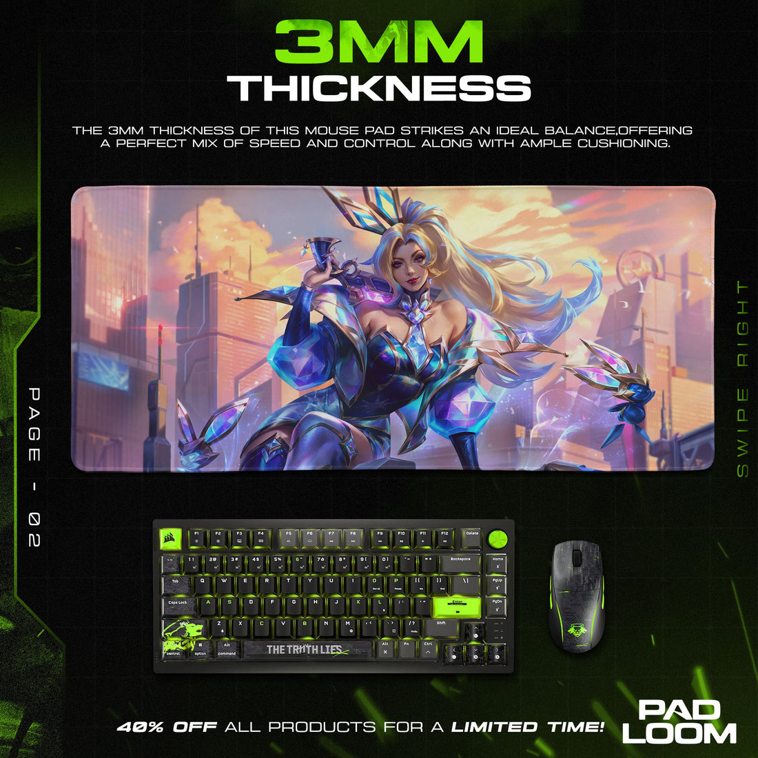 Miss Fortune Crystal City Mouse Pad, League Prestige Gaming Desk Mat