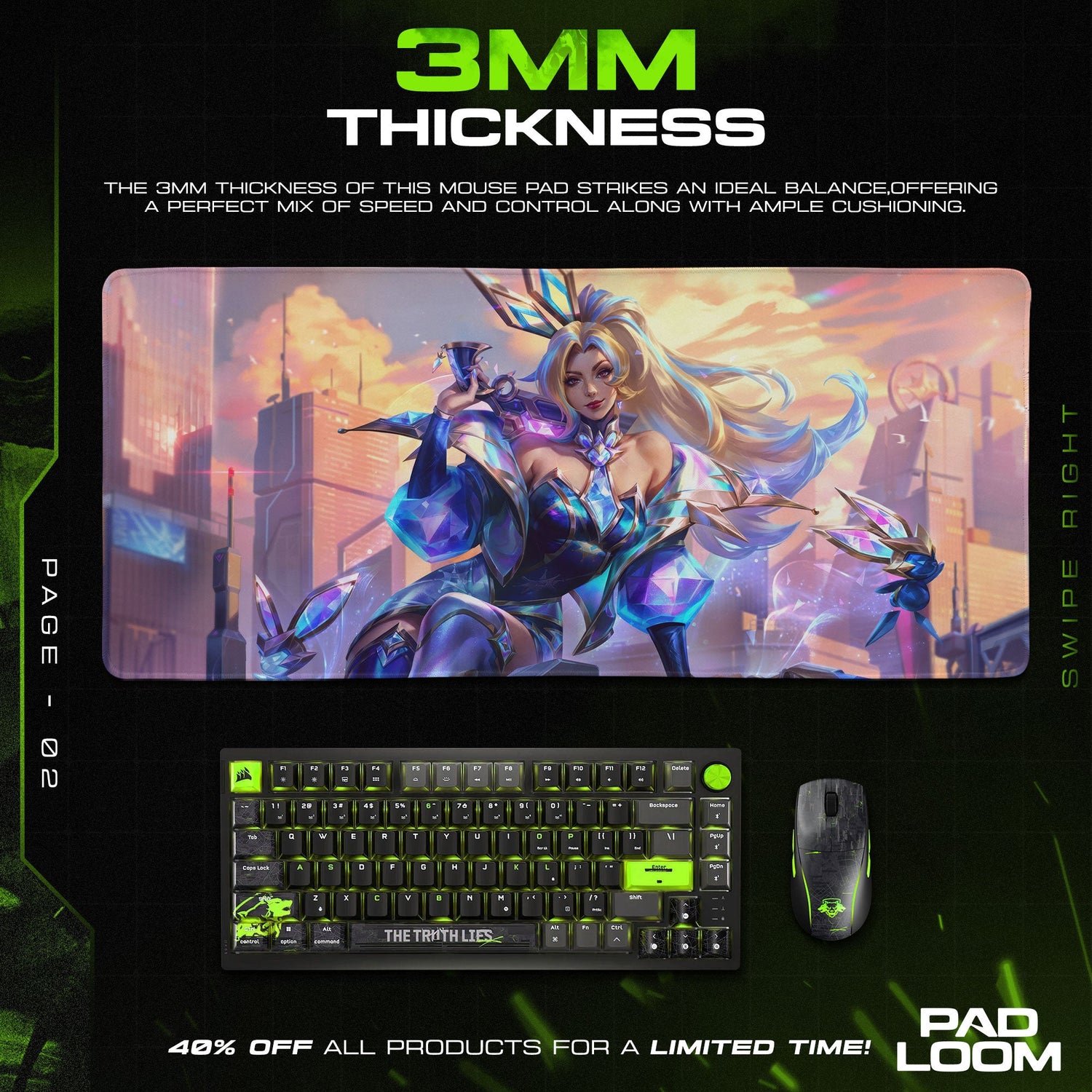 Miss Fortune Crystal City Mouse Pad, League Prestige Gaming Desk Mat Padloom