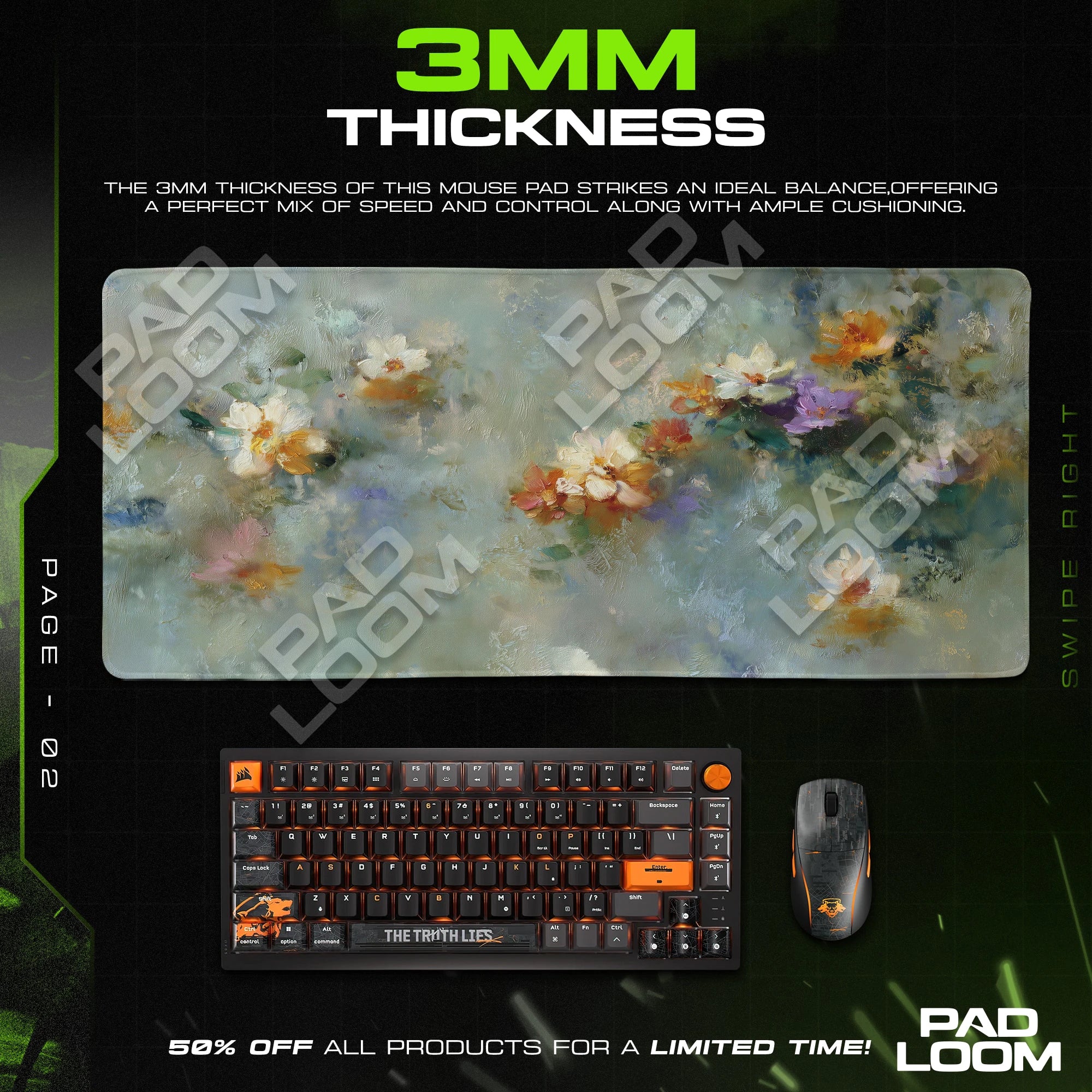Misty Meadow Blooms Mouse Pad - Oil Painting Desk Mat
