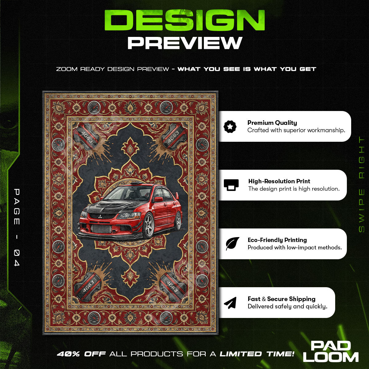 Floor character design printed on rug
