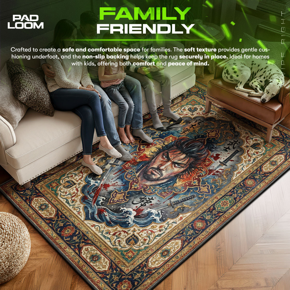 Miyamoto Musashi Bloodied Portrait Rug - Vagabond Chair Mat