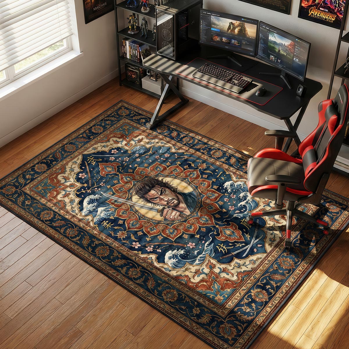 Miyamoto Musashi Katana Portrait Vagabond Chair rug — main product view