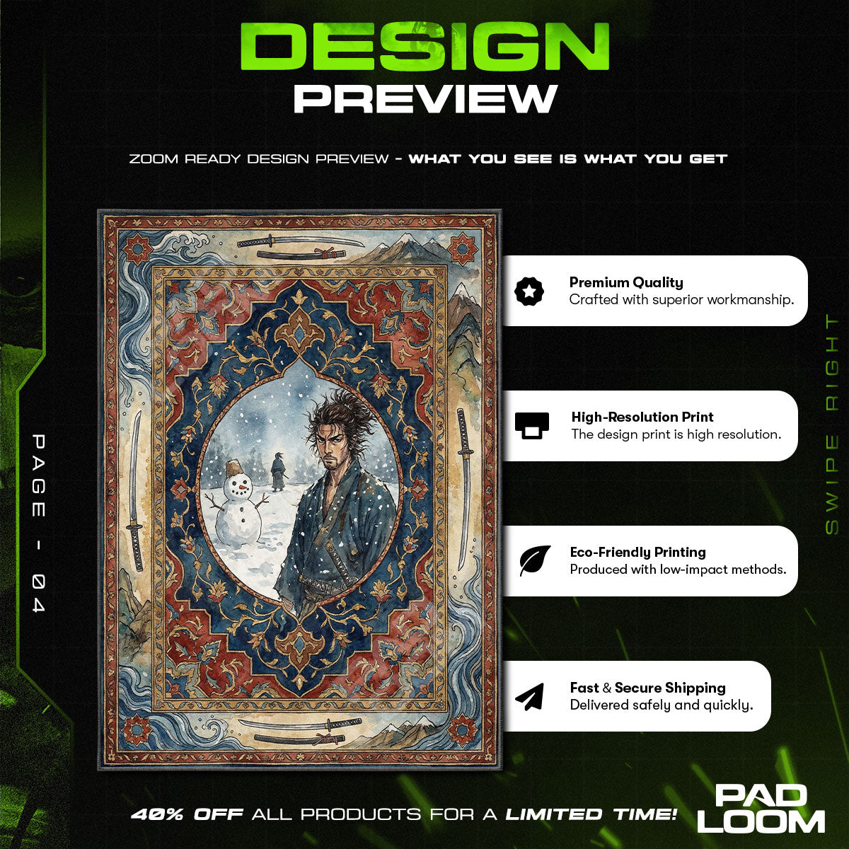 Miyamoto Musashi Snowman Rug - Vagabond Chair Mat