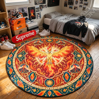 Moltres Soaring Round Rug - Pokemon Chair Mat