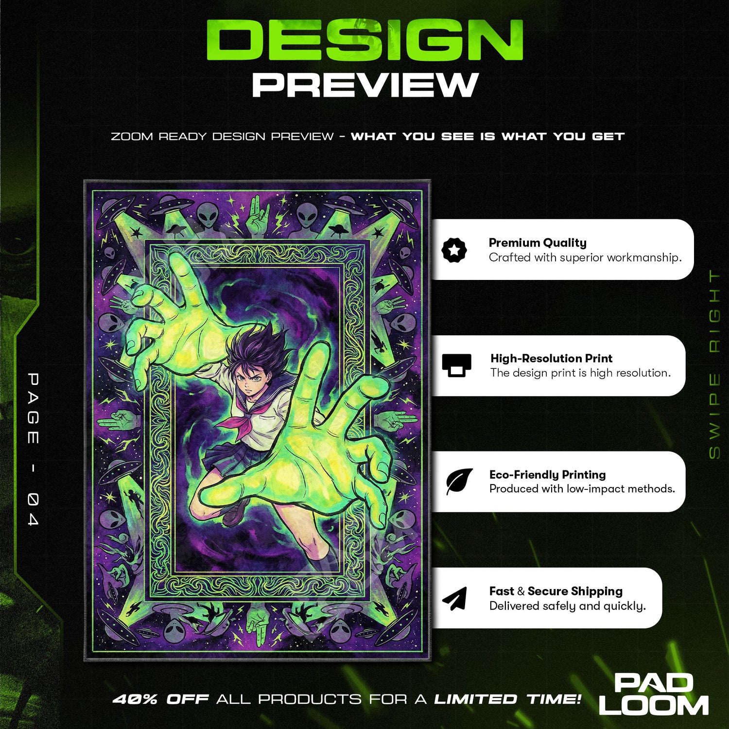 Momo Ayase Psychische Kraft Teppich - Dandadan Stuhlmatte