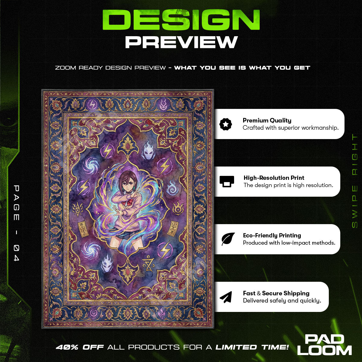 Momo Ayase Psychic Rug - Dandadan Chair Mat