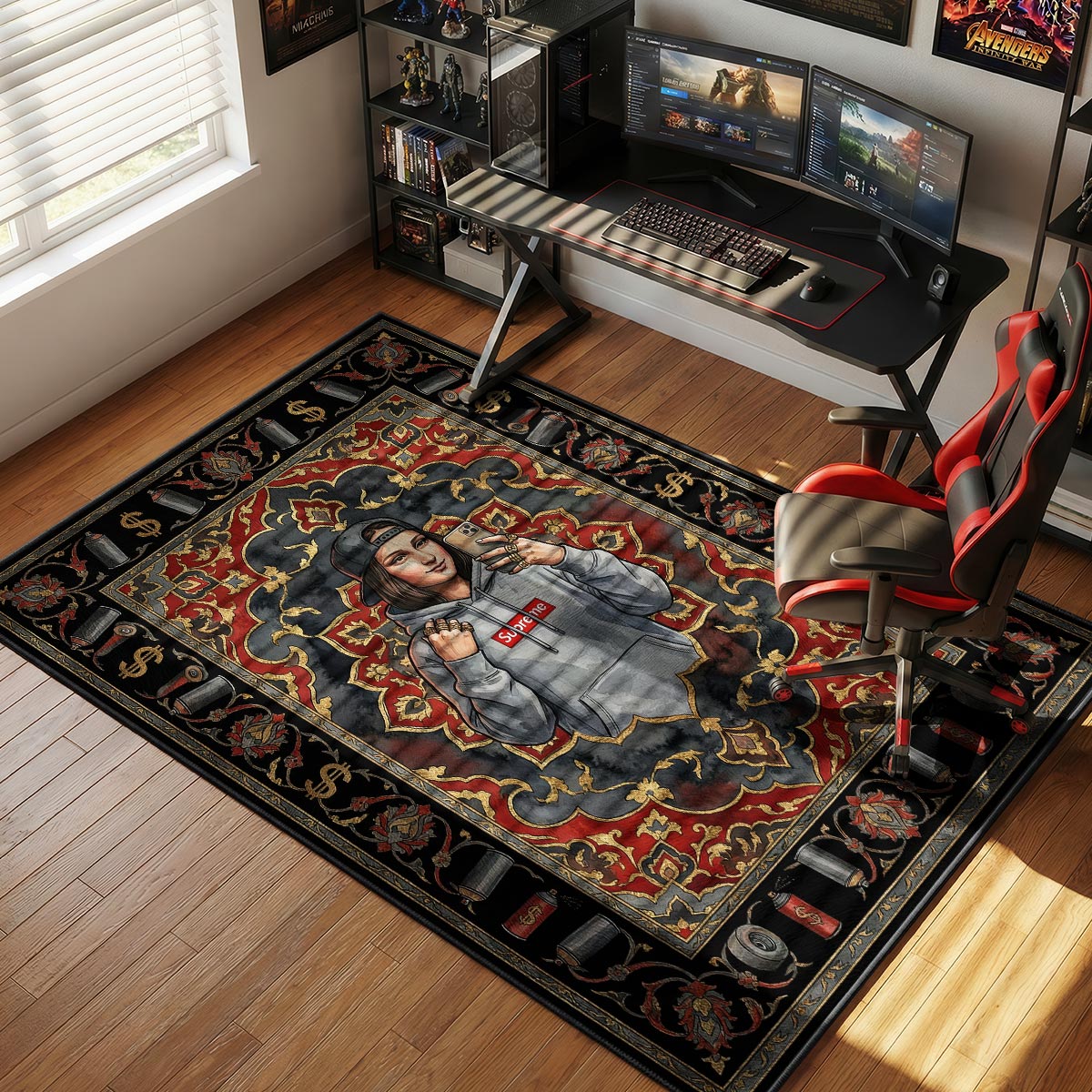 Mona Lisa Supreme Box Logo Streetwear Floor rug — main product view