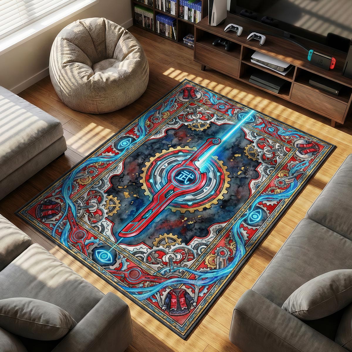 Monado Sword Ether Gear Rug - Xenoblade Chronicles Chair Mat