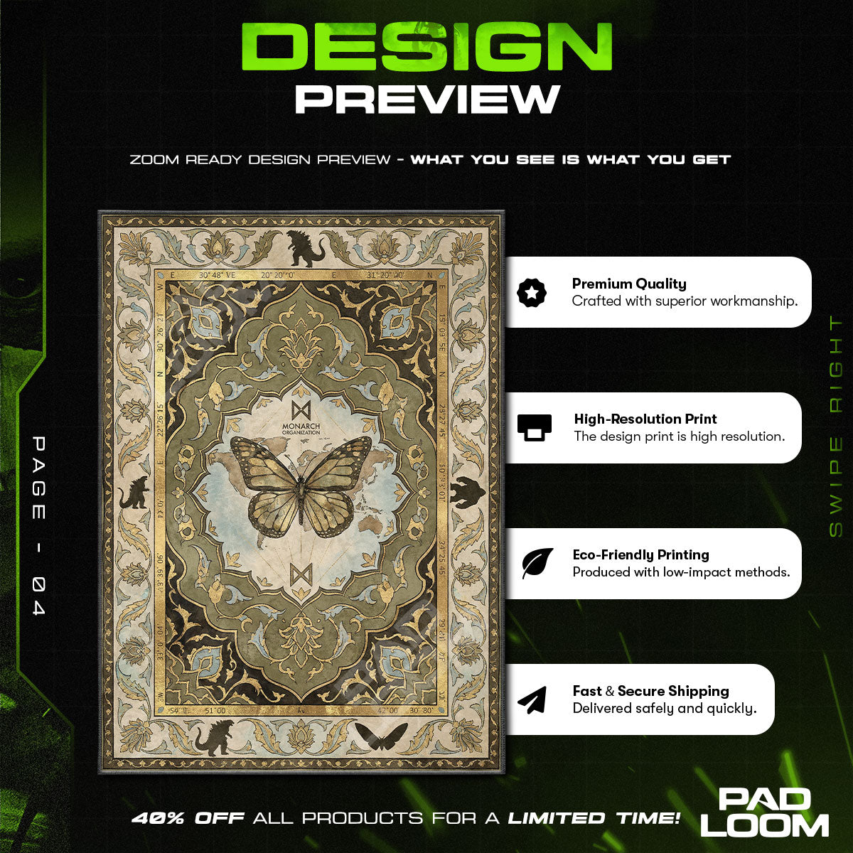 Room character design printed on rug