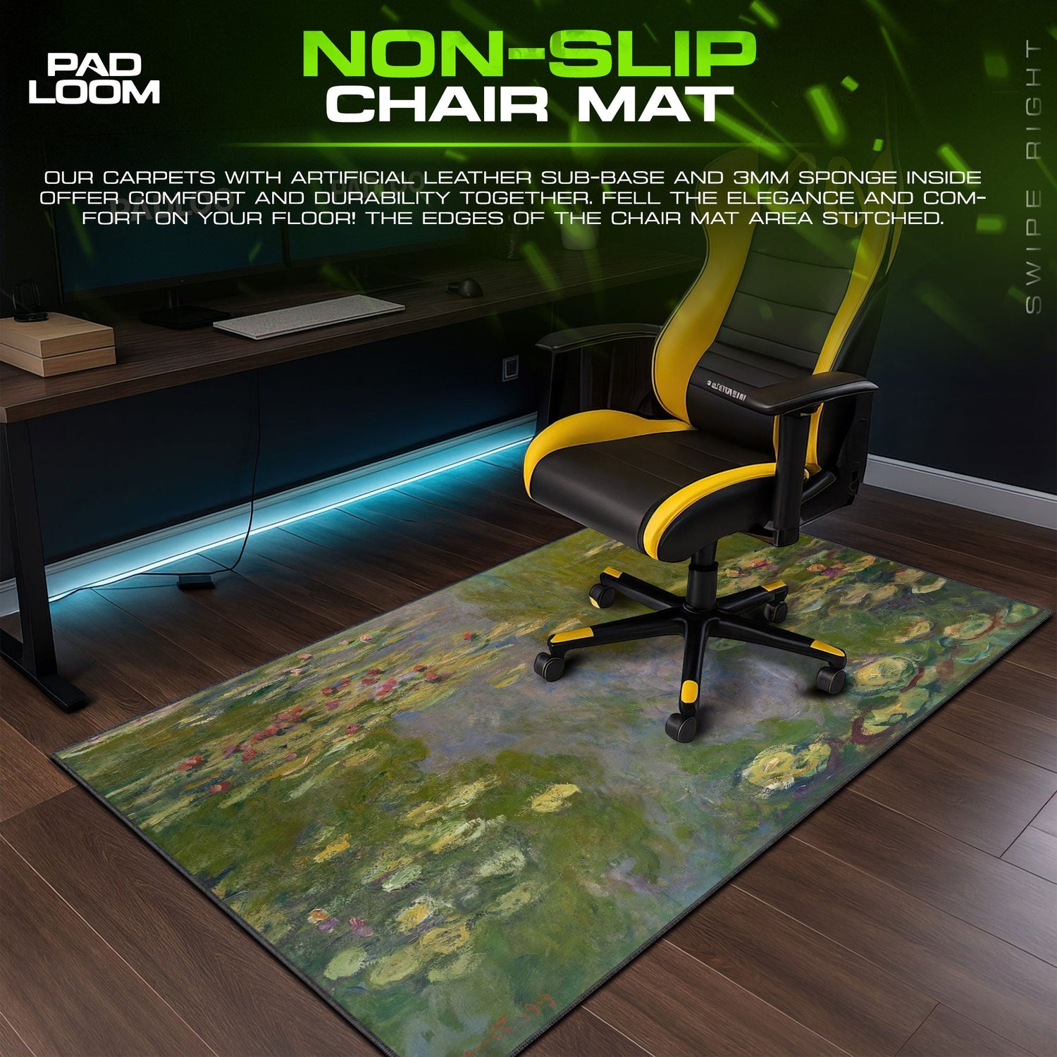 Monet Water Lilies Mouse Pad, Garden Pond Gaming Desk Mat Padloom
