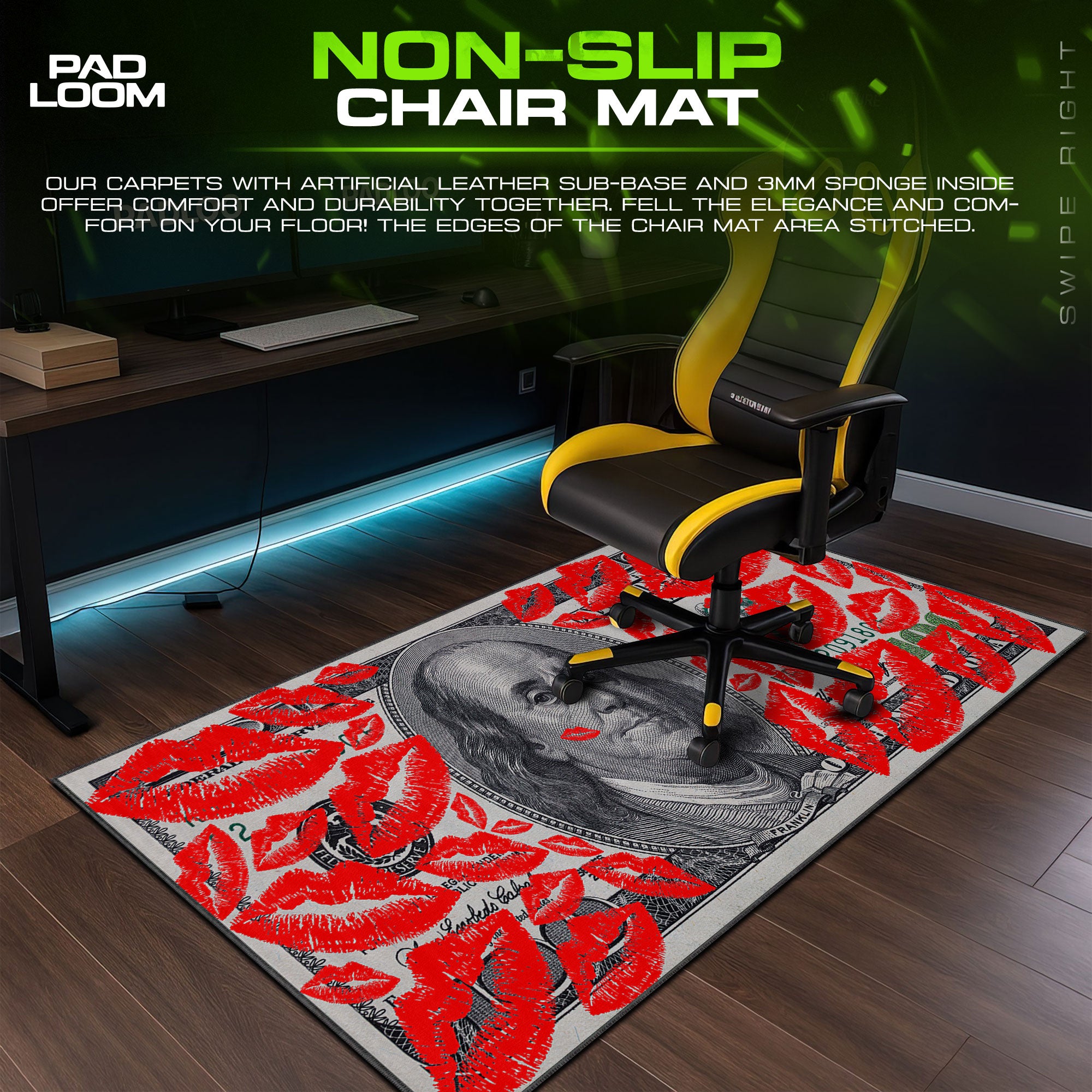 Money Kiss Art Mouse Pad, Abstract Gamer Desk Mat