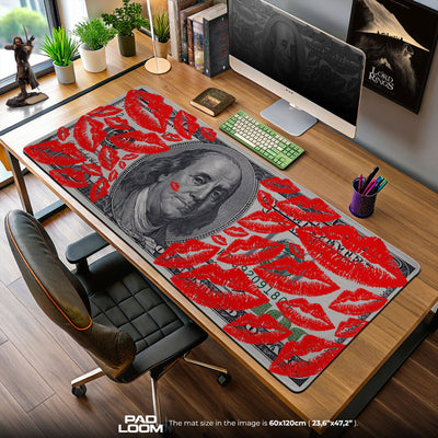 Money Kiss Art Mouse Pad, Abstract Gamer Desk Mat