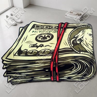 Money Stack Rug - Shaped Man Cave Area Rug