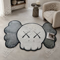 Mono KAWS Skull shaped area rug, die-cut man cave rug