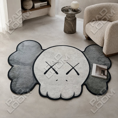 Mono KAWS Skull Rug - Shaped Man Cave Area Rug