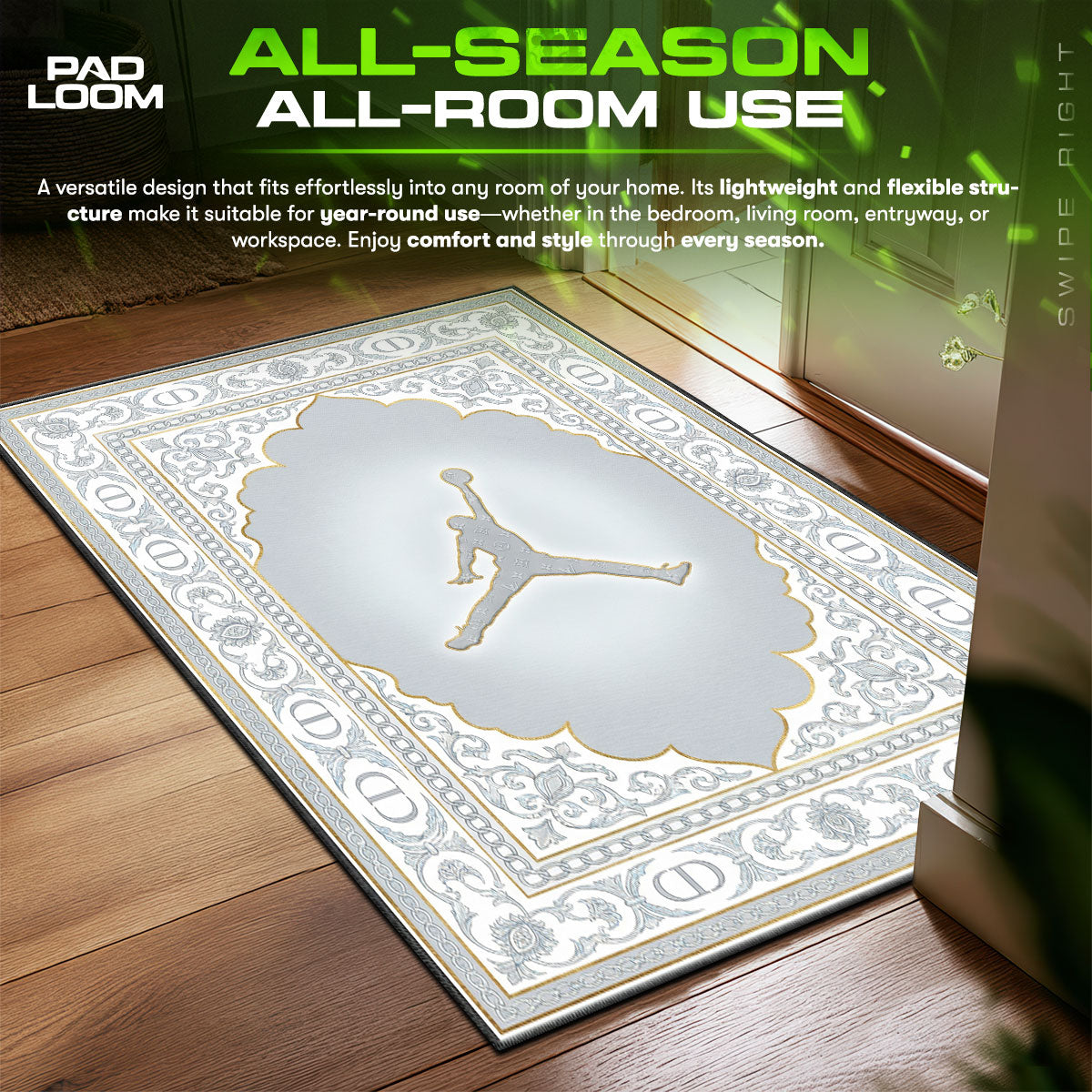 Monogram Ice Jump Crest Hypebeast Floor fan rug — premium quality print