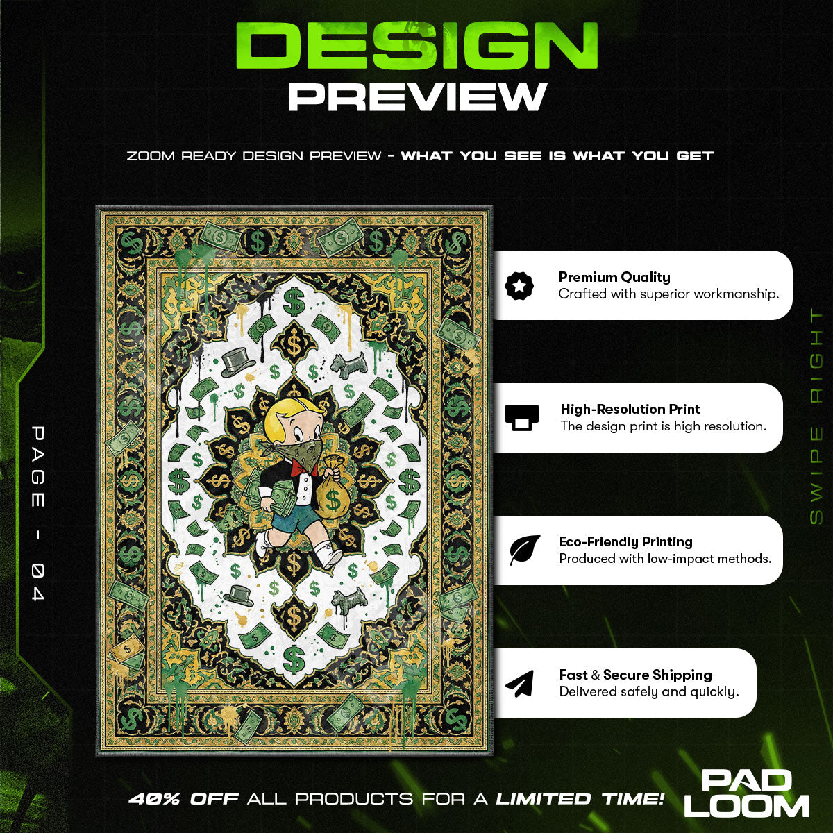 Decor character design printed on rug