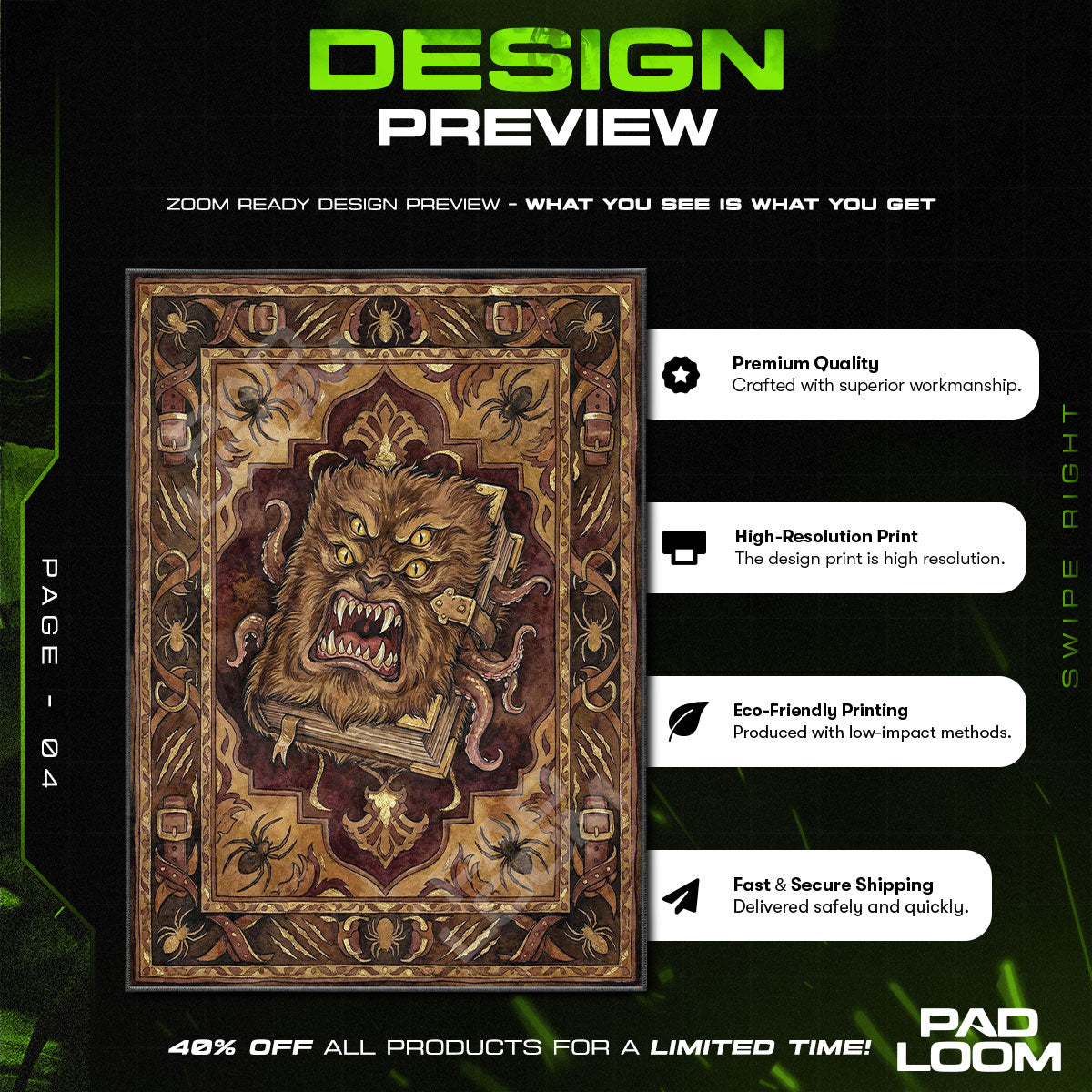 Room character design printed on rug