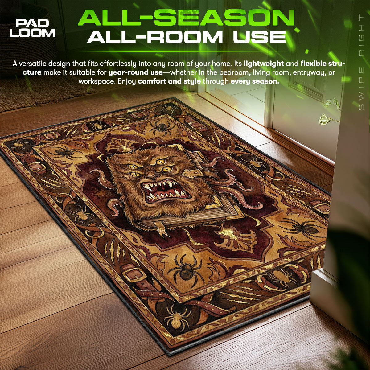 Monster Book Monsters Harry Potter Room fan rug — premium quality print