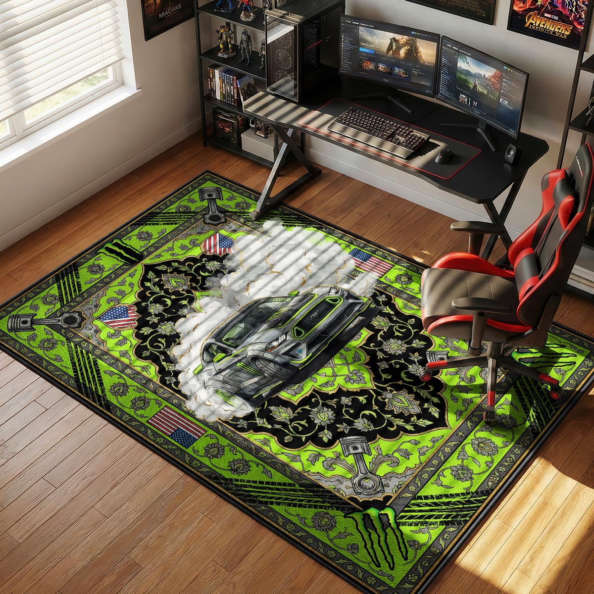 Monster Energy Mustang Drift Floor rug — main product view