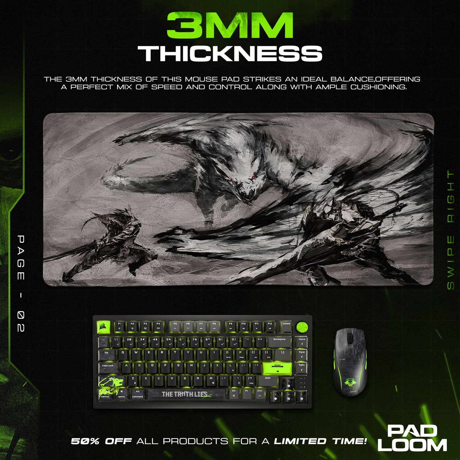 Monster Hunter Dual Blades Mouse Pad, Game Battle Scene Gaming Desk Mat Padloom