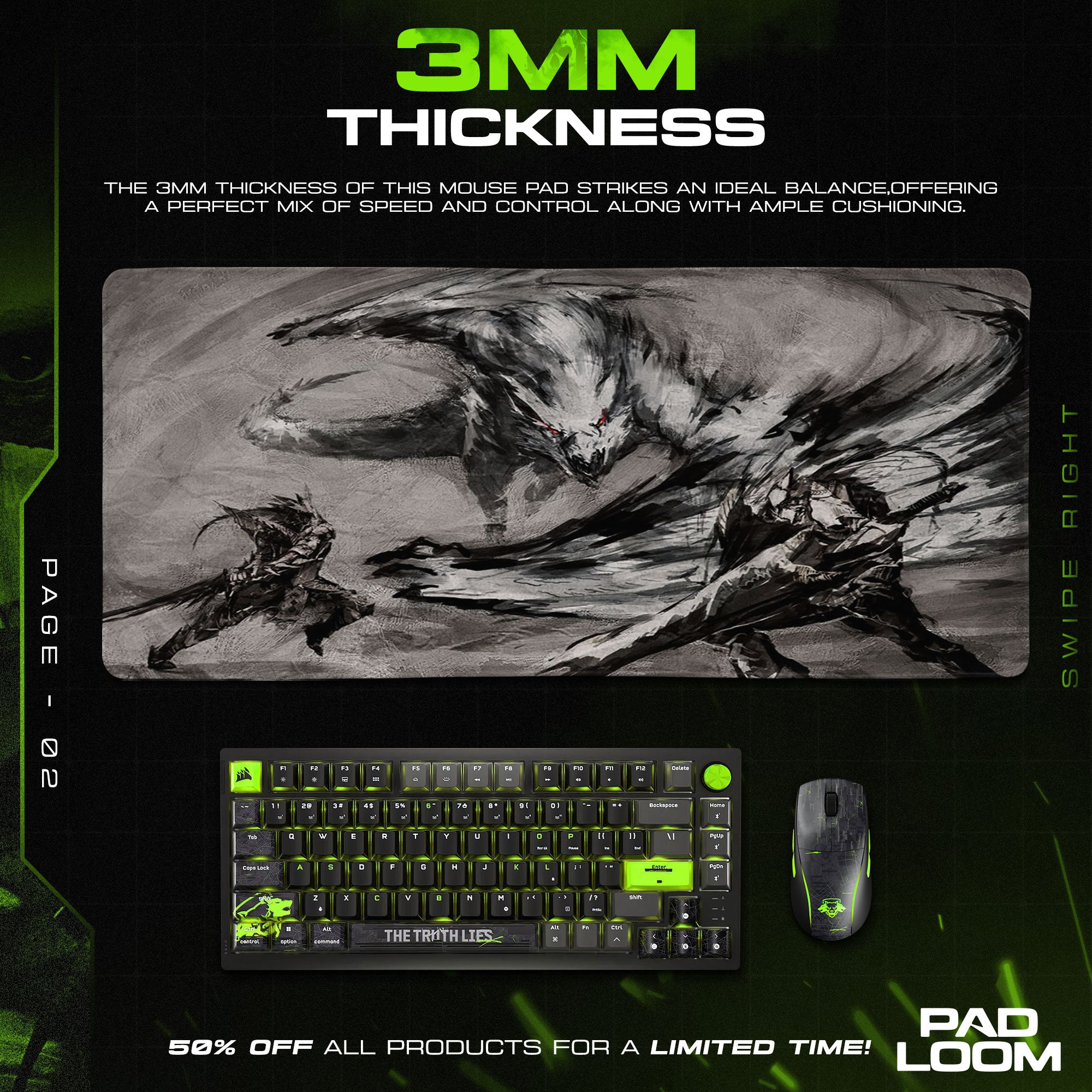 Monster Hunter Dual Blades Mouse Pad, Game Battle Scene Gaming Desk Mat