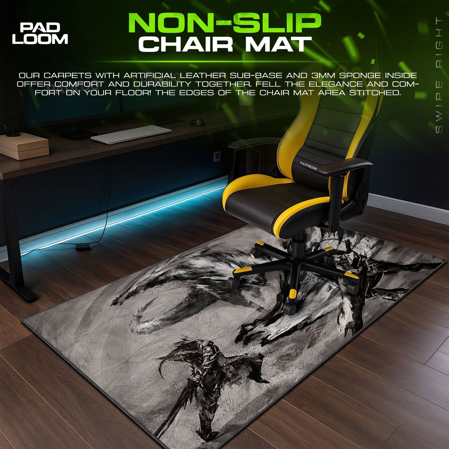 Monster Hunter Dual Blades Mouse Pad, Game Battle Scene Gaming Desk Mat Padloom