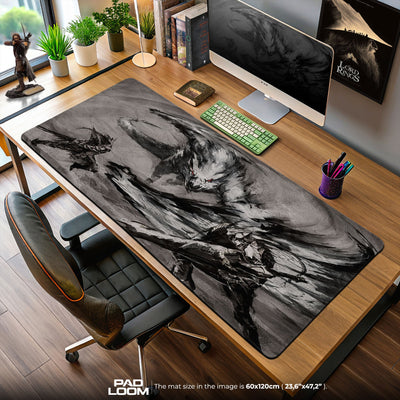 Monster Hunter Dual Blades Mouse Pad, Game Battle Scene Gaming Desk Mat