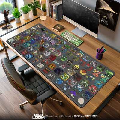 Monster Hunter Icons Mouse Pad, Game Cartoon Monsters Gaming Desk Mat