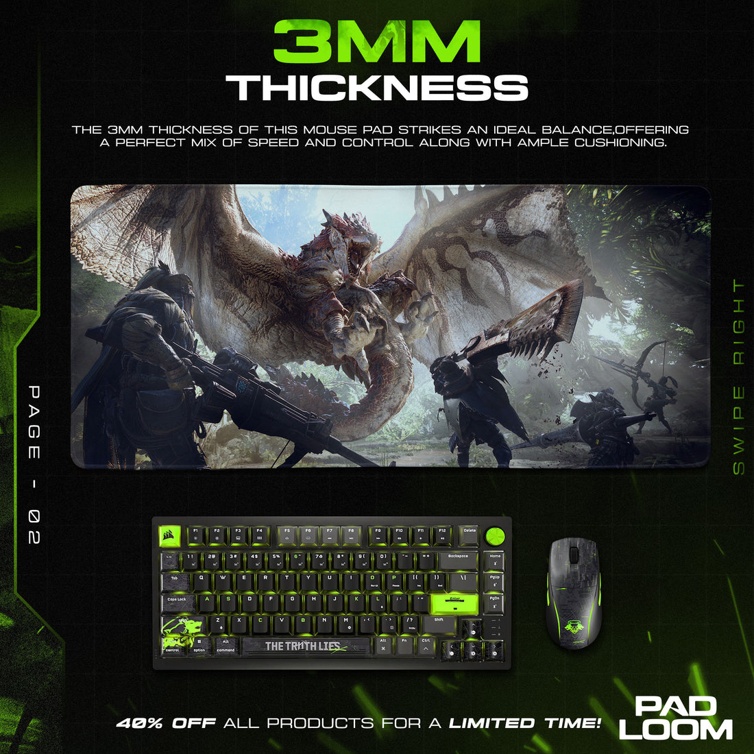 Monster Hunter Mouse Pad, Rathalos Boss Fight Gaming Desk Mat