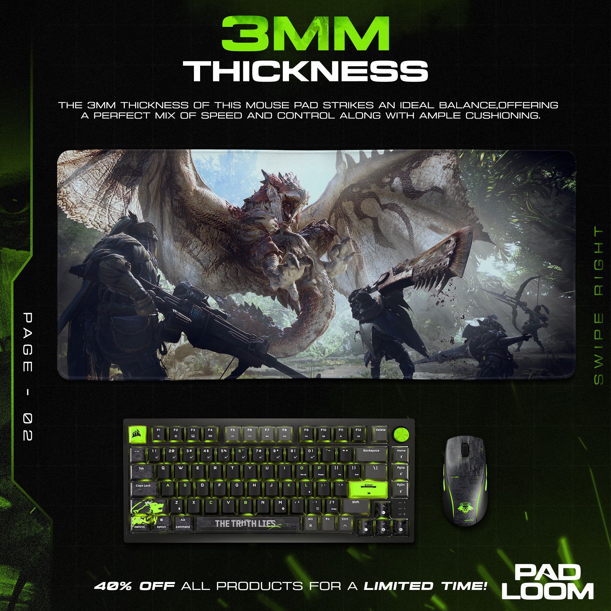 Monster Hunter Mouse Pad, Rathalos Boss Fight Gaming Desk Mat