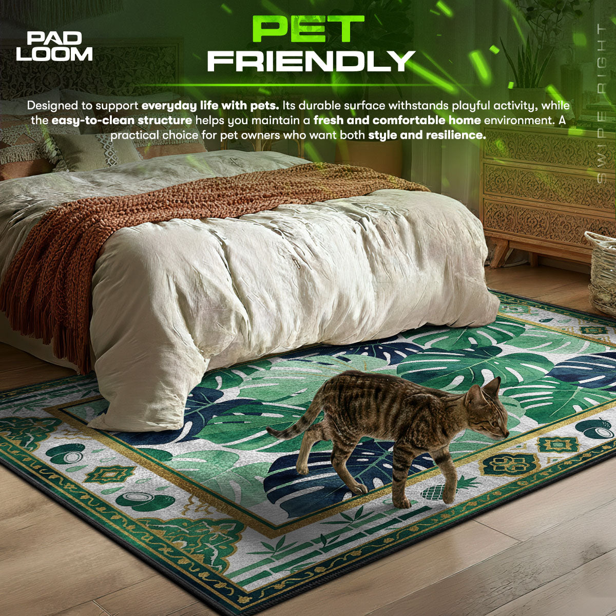 Monstera Leaf themed area rug for home decor fans