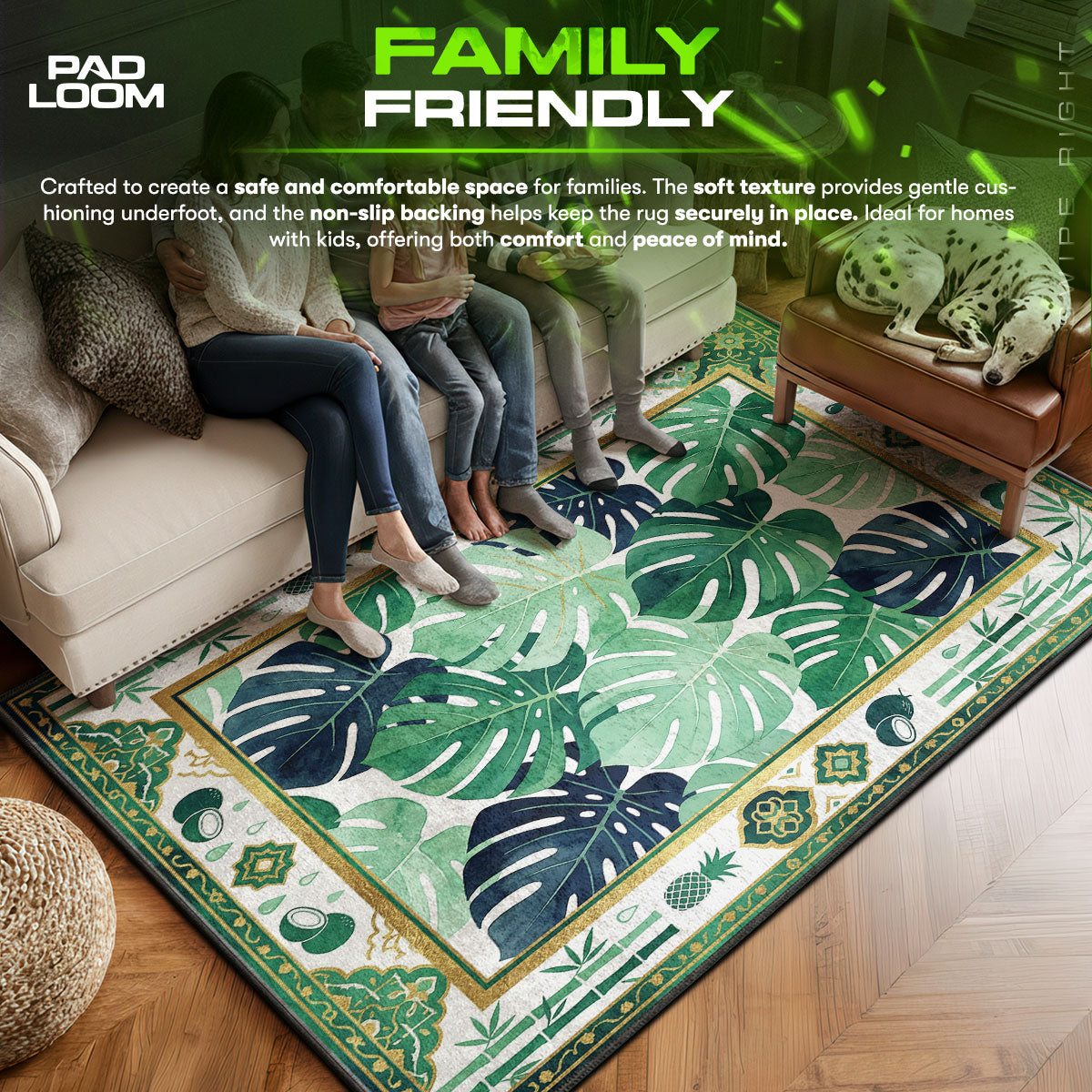 Floor character design printed on rug