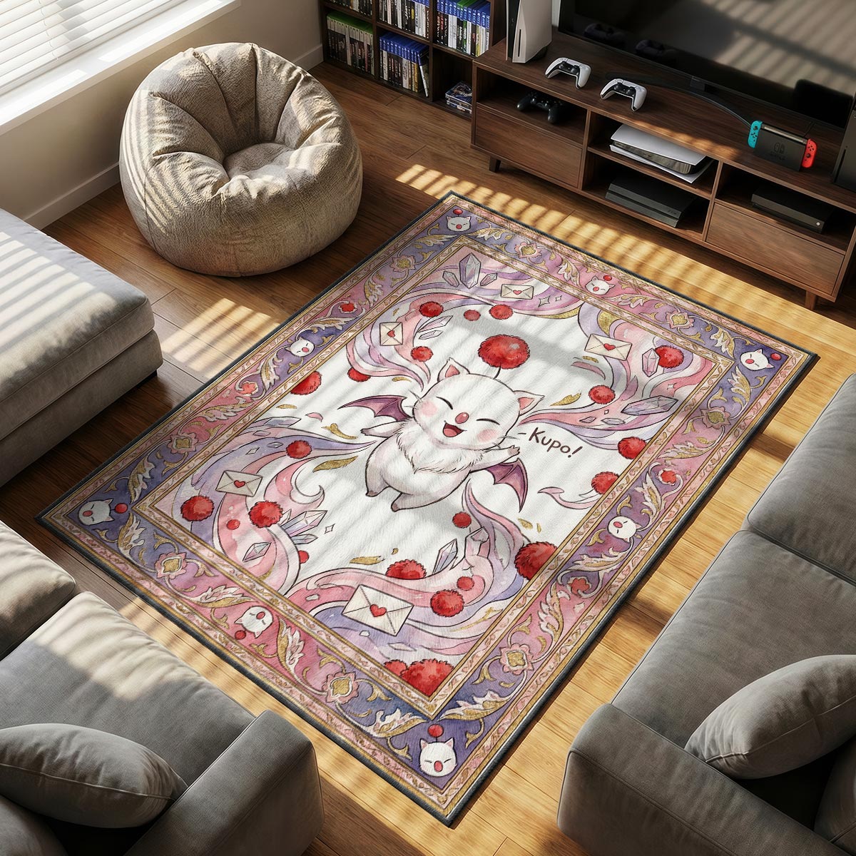 Moogle Kupo Postal Rug - Final Fantasy Chair Mat