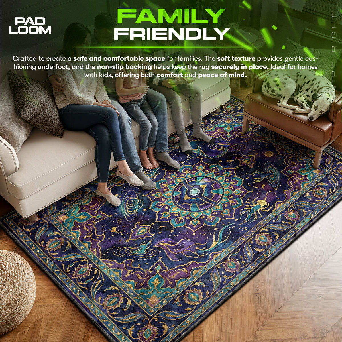Moon area rug showing full home decor artwork