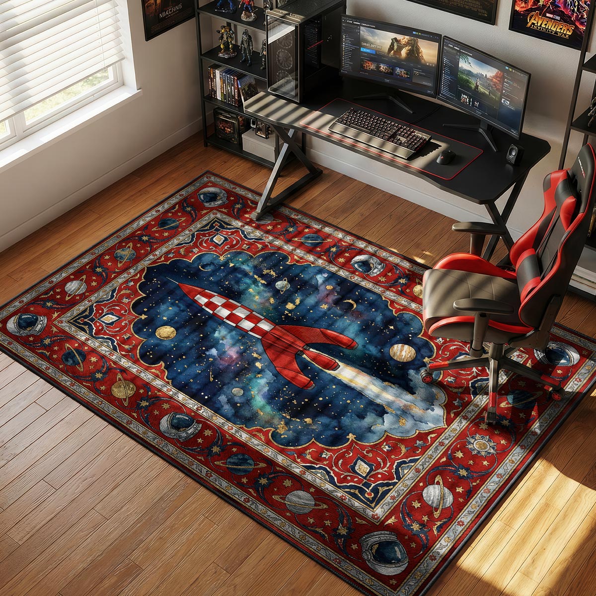 Moon Rocket Adventures Tintin Room rug — main product view