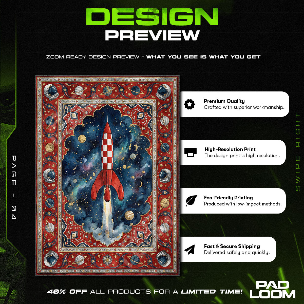Room character design printed on rug
