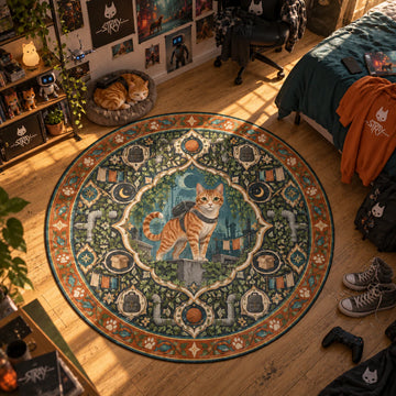 Moonlit Cat Round Rug - Stray Chair Mat