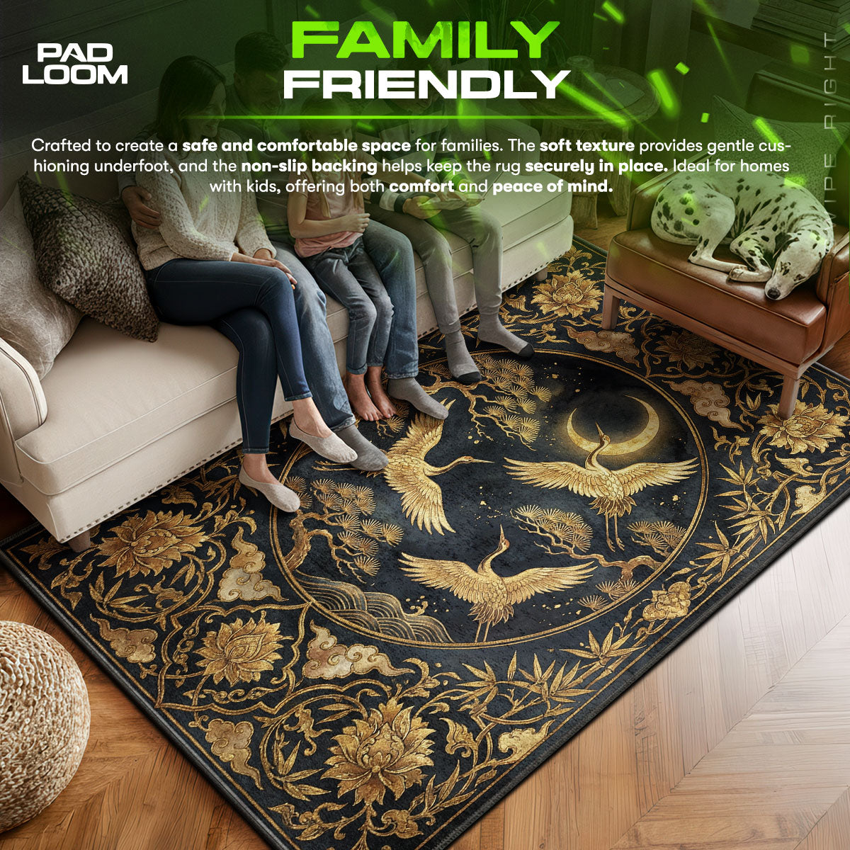 Area character design printed on rug