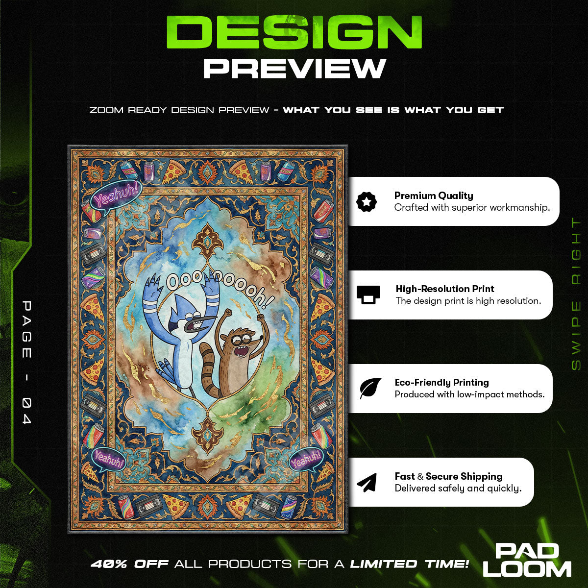 Mordecai Rigby Regular Show Cartoon Area rug — main product view