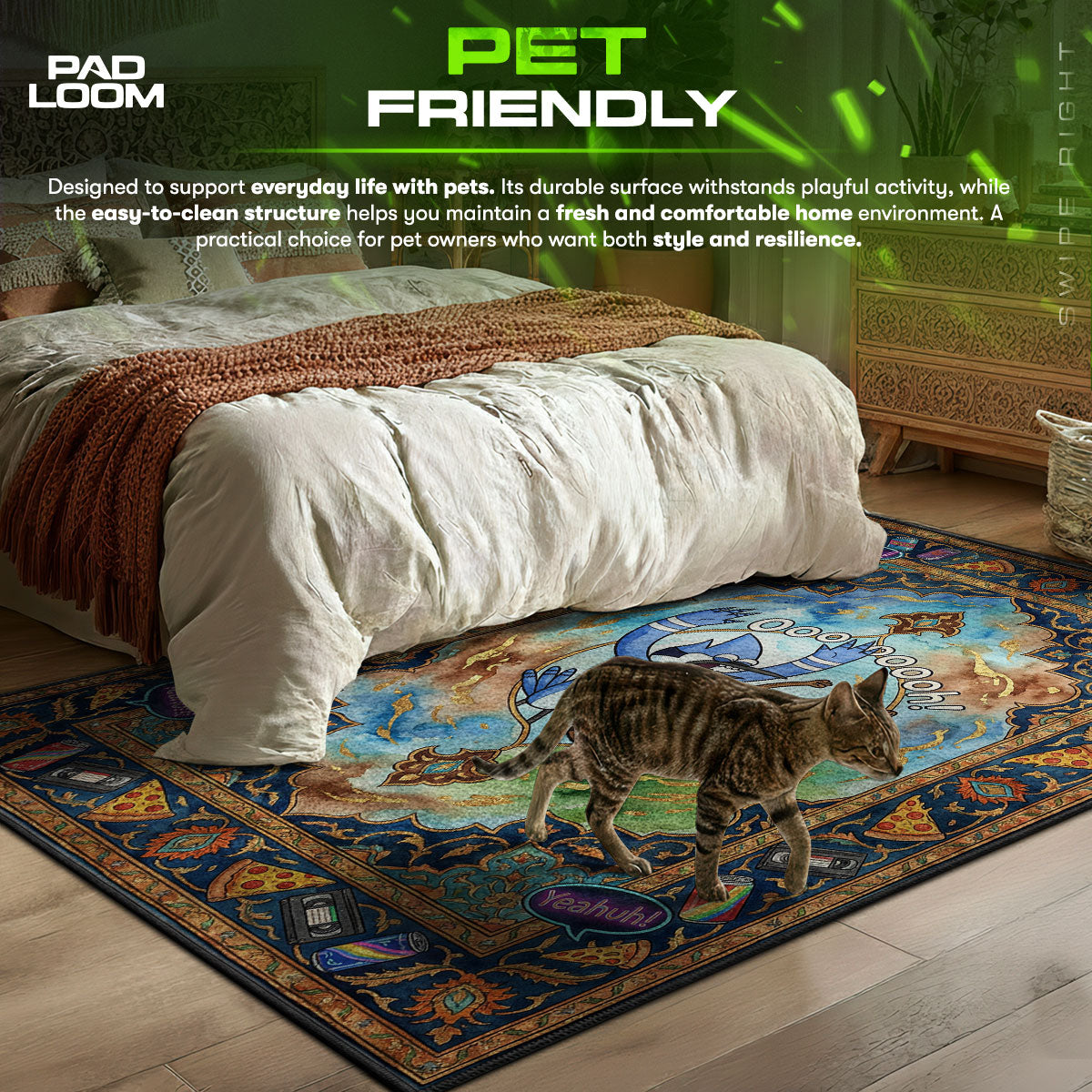 Mordecai Rigby themed area rug for home decor fans