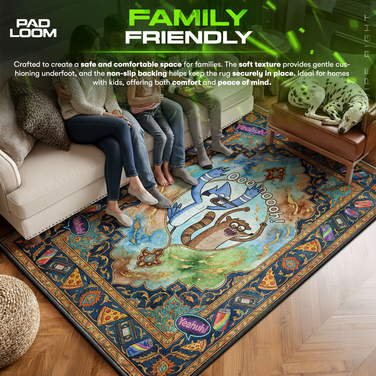 Area character design printed on rug