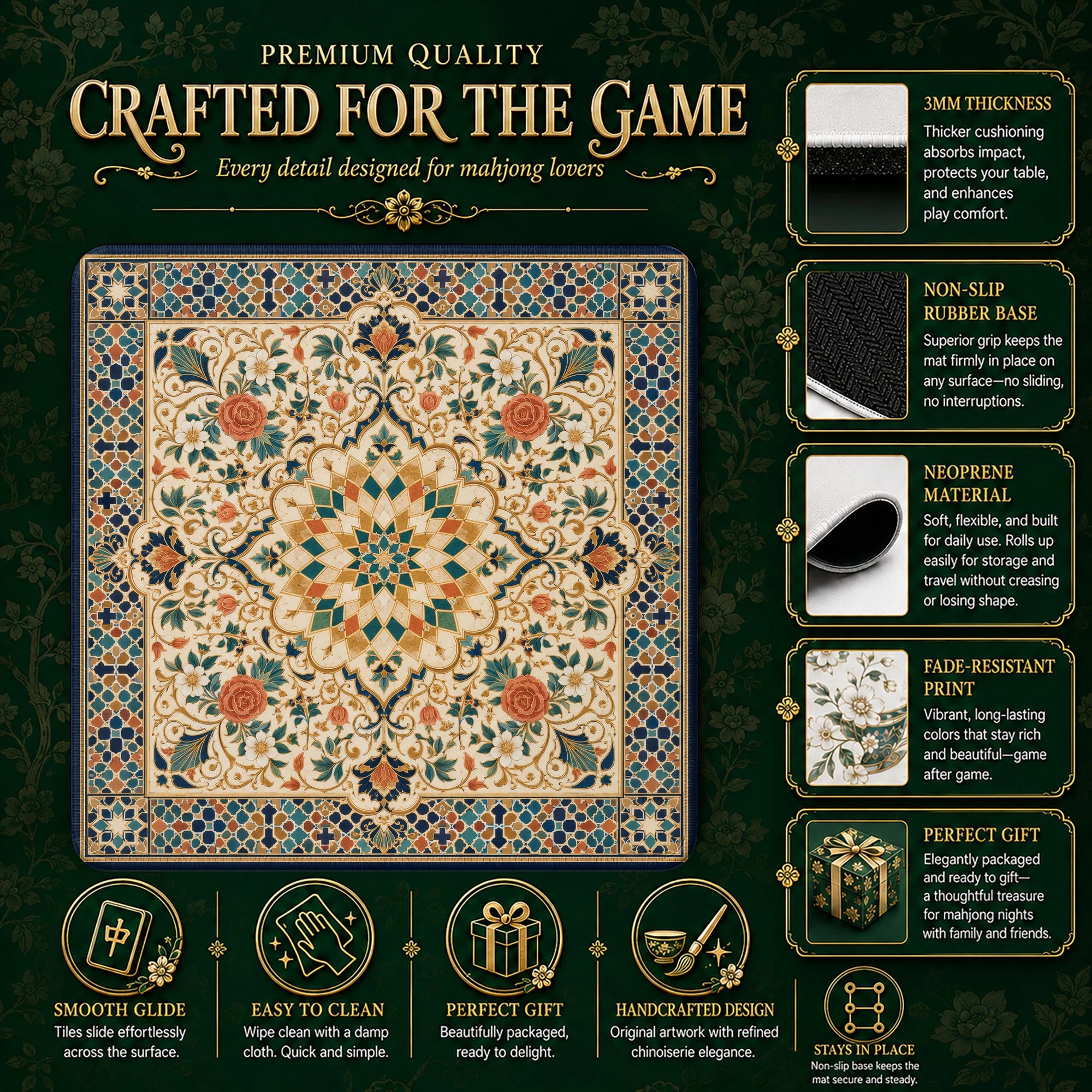 Moroccan Medallion Mahjong Mat - Mah Jongg Mat