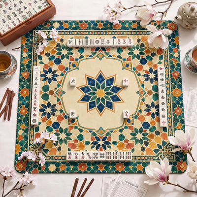 Moroccan Mosaic Star Mahjong Mat - Mah Jongg Mat