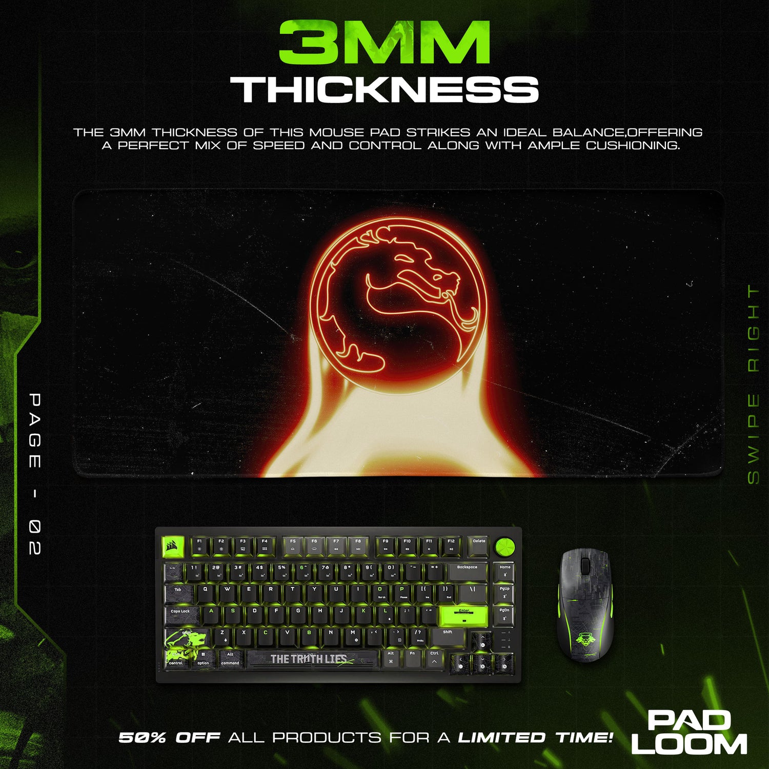 Mortal Kombat themed desk mat for gaming fans