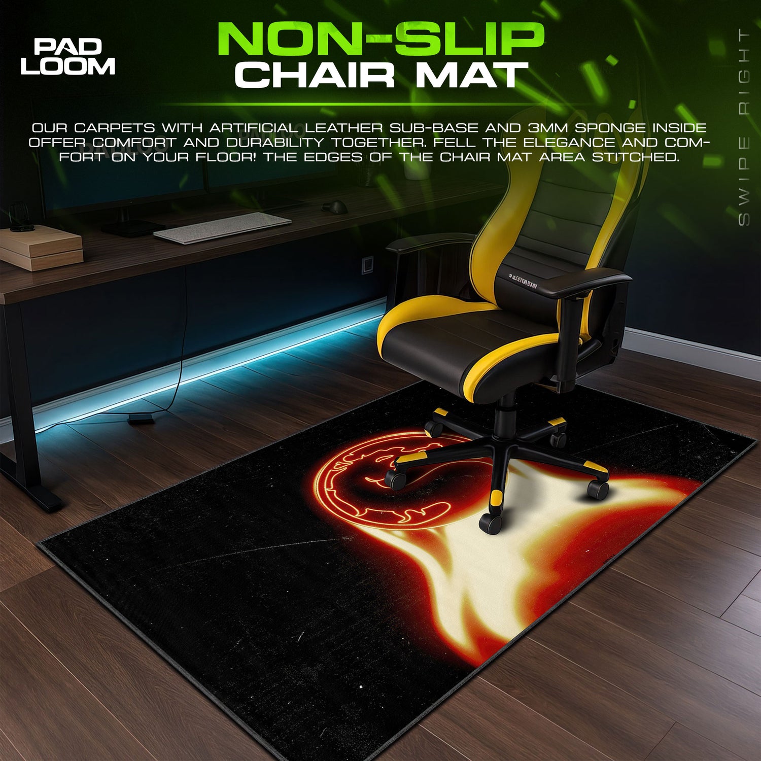 Mortal desk mat showing full gaming artwork