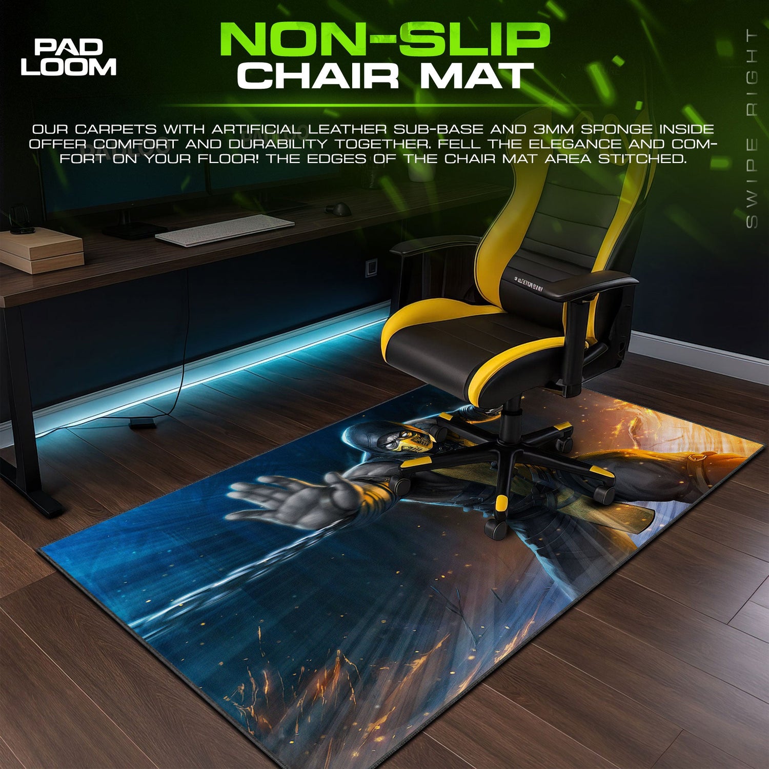Mortal Kombat Scorpion Chain Attack Mouse Pad, Gamer Desk Mat Padloom