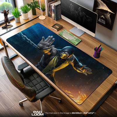 Mortal Kombat Scorpion Chain Attack Mouse Pad, Gamer Desk Mat