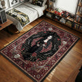 Morticia Addams gothic rose black red hypebeast area rug