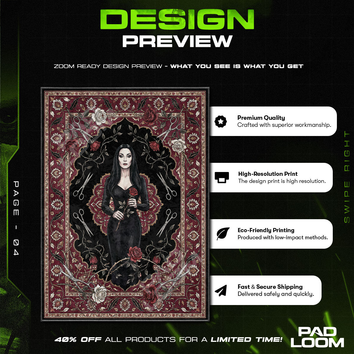 Fan character design printed on rug